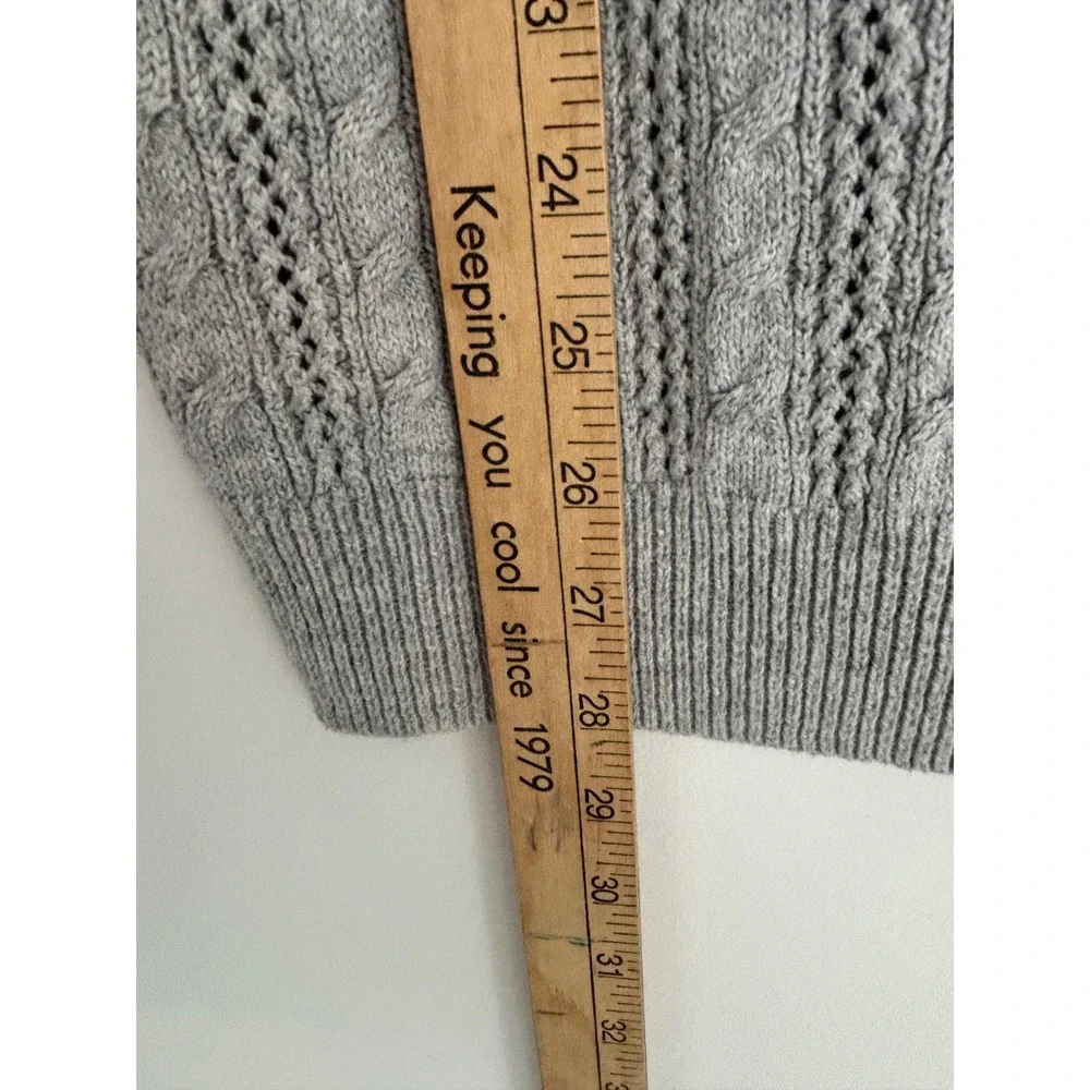 American Eagle Outfitters Gray Cable Knit Scoop Neck 3/4 Sleeve Sweater XL Soft